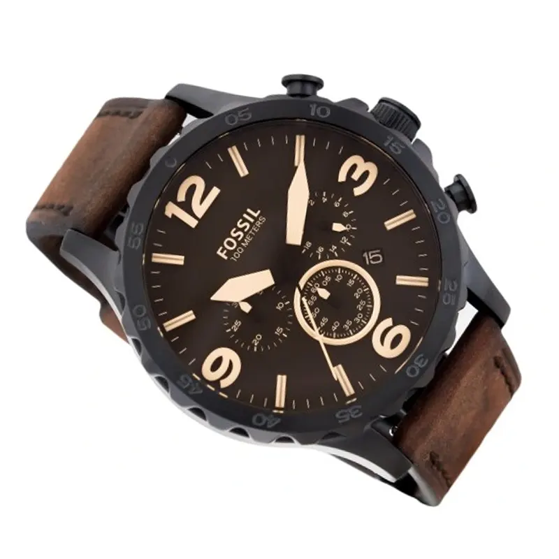 Fossil Nate Brown Leather Chronograph Brown Dial Men's Watch  JR1487